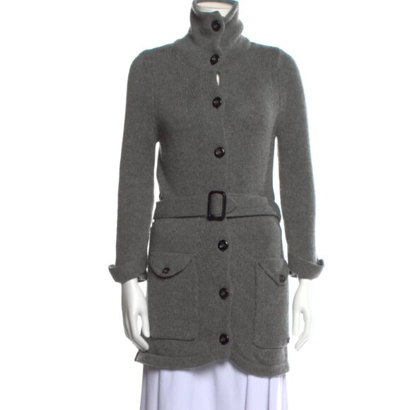 Burberry High Collar Neck Sweater / CardiCoat - Wool/Cashmere - Grey - Sz Small - Picture 1 of 11